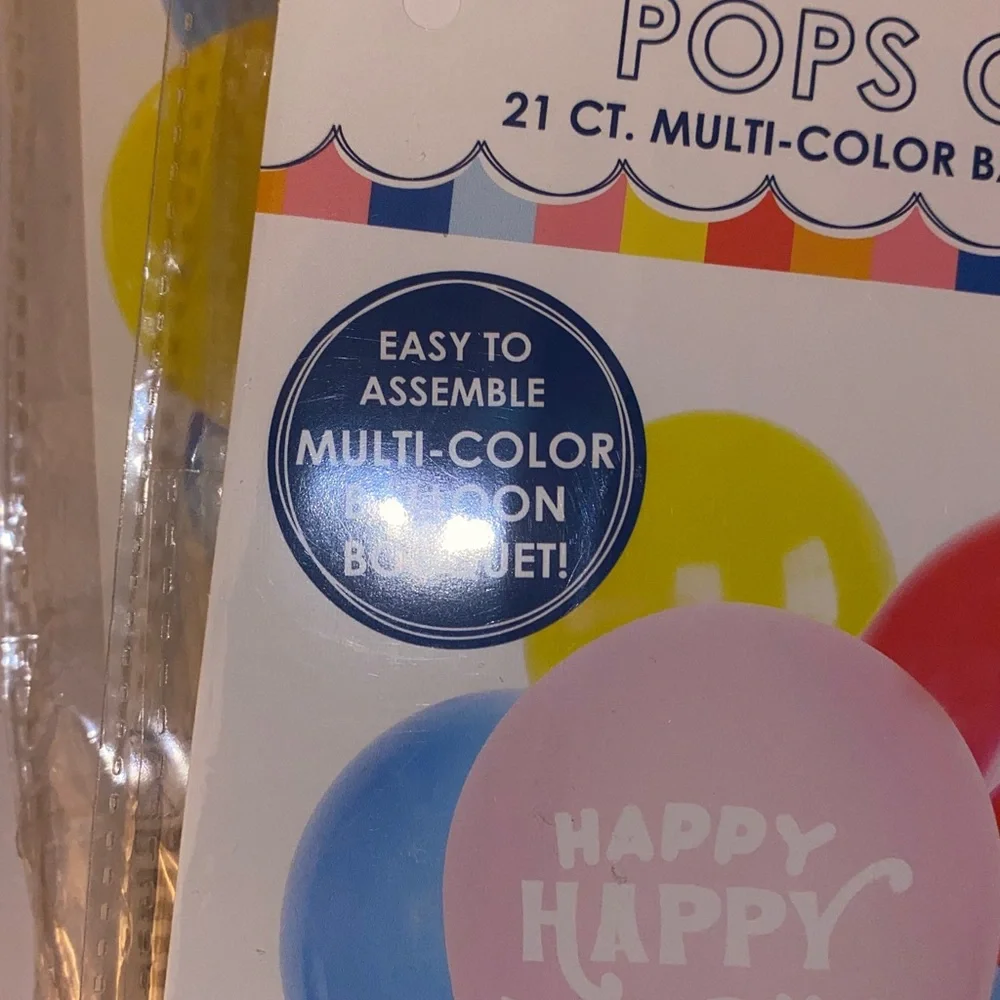 Lot of 4 Assorted Pop Of Fun Multicolored Ballon Bouquet Helium or Air Fill OS